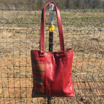 RED LEATHER NAVAJO TOTE